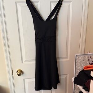 Black Sleeveless Dress - Criss cross open back, removable cups, size Medium NEW